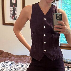 Rachel Comey Deep purple twill vest - workwear inspired